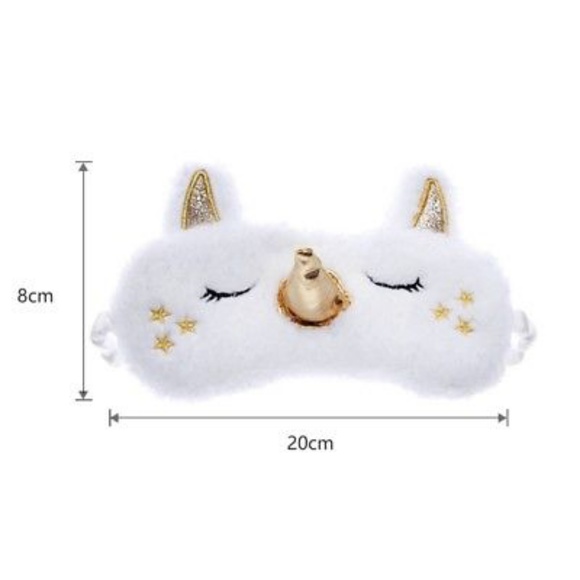 Gold White Unicorn Plush Sleeping Mask - Picture 4 of 6